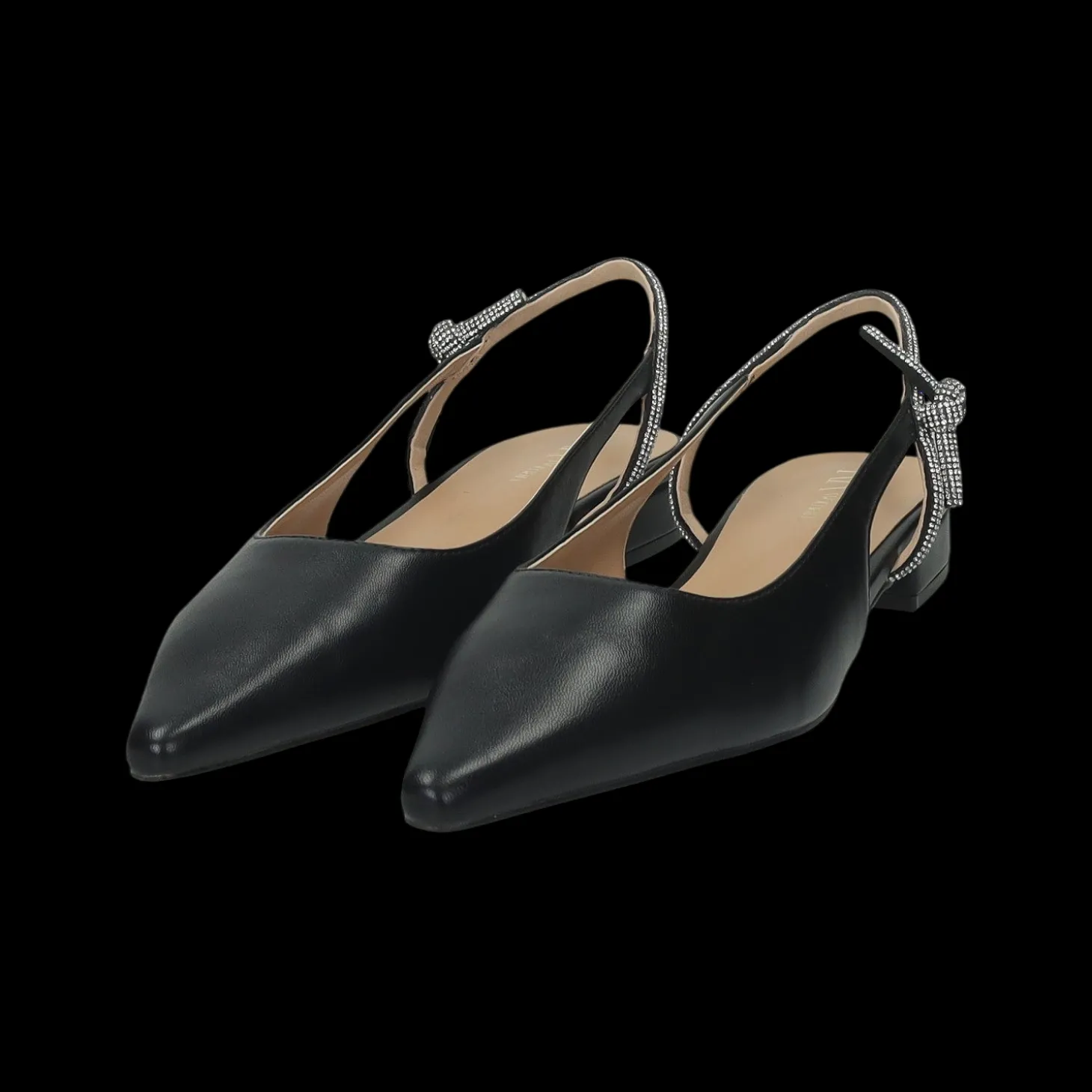 Ballerine con cinturino in strass.Tacco alto 2cm