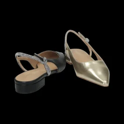 Ballerine con cinturino in strass.Tacco alto 2cm