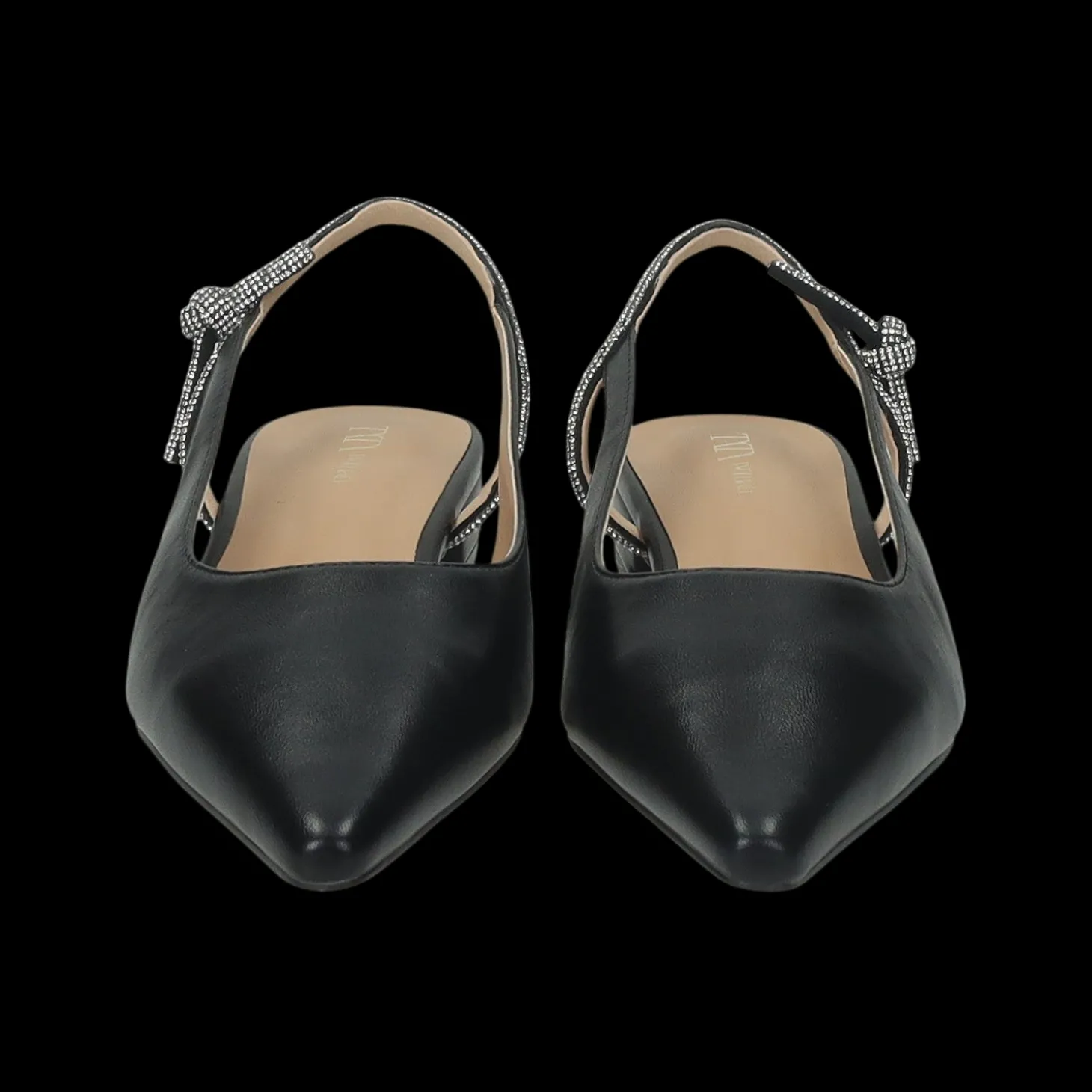 Ballerine con cinturino in strass.Tacco alto 2cm