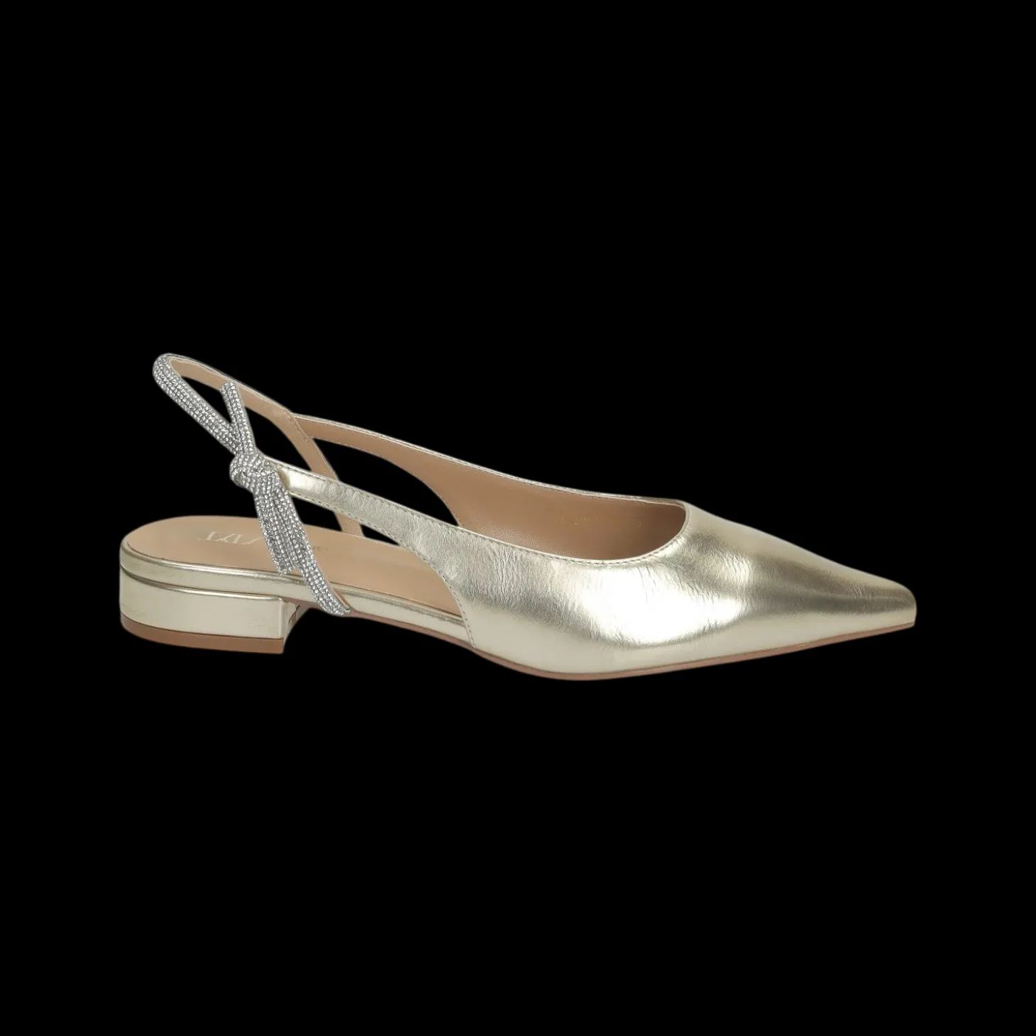 Ballerine con cinturino in strass.Tacco alto 2cm