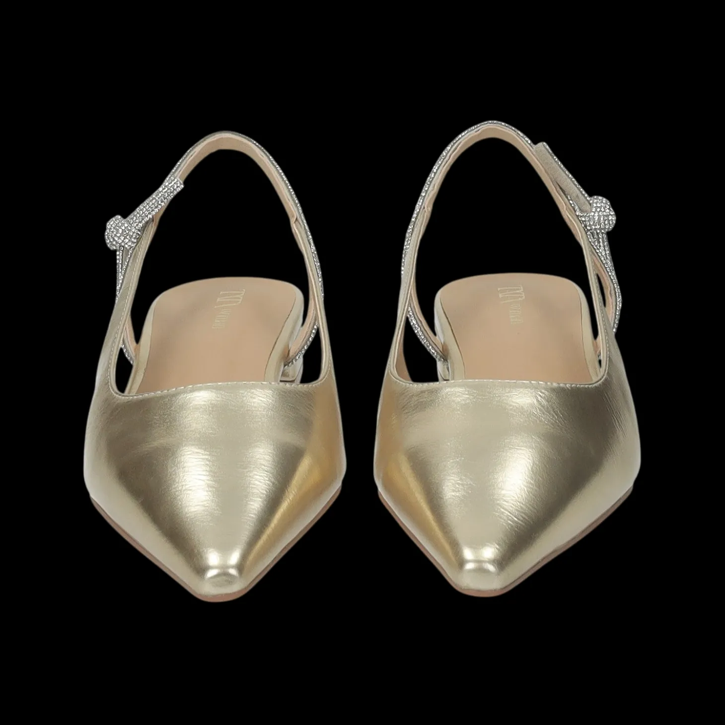 Ballerine con cinturino in strass.Tacco alto 2cm