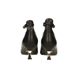 Décolleté con cinturino alla caviglia e tacco a rocchetto dorato alto 6cm