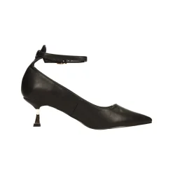 Décolleté con cinturino alla caviglia e tacco a rocchetto dorato alto 6cm