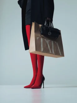 Décolleté donna effetto vernice sfumata nero/rosso