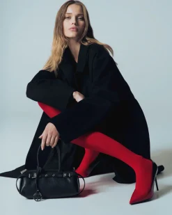 Décolleté donna effetto vernice sfumata nero/rosso