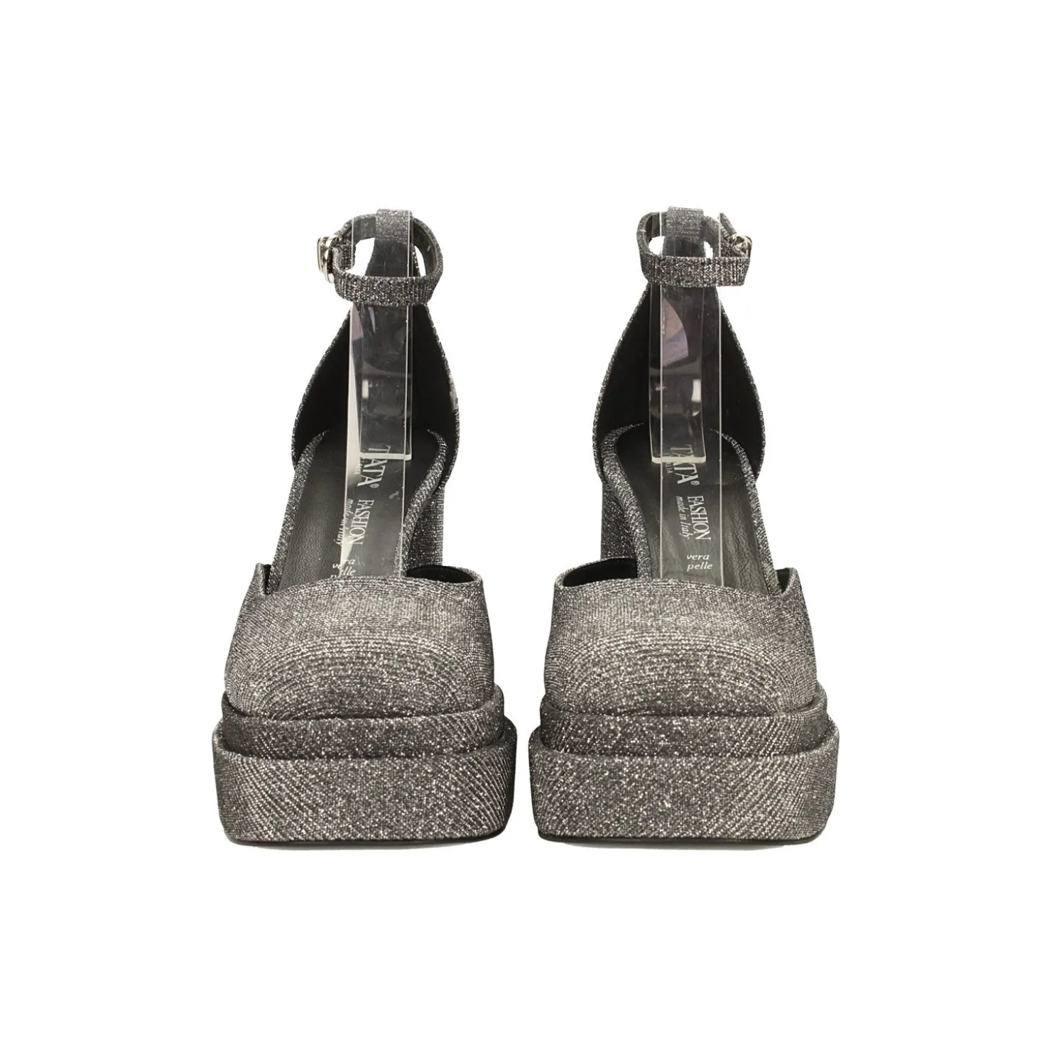 Décolleté glitterate con doppio plateau. Made in Italy. Tacco alto 11cm