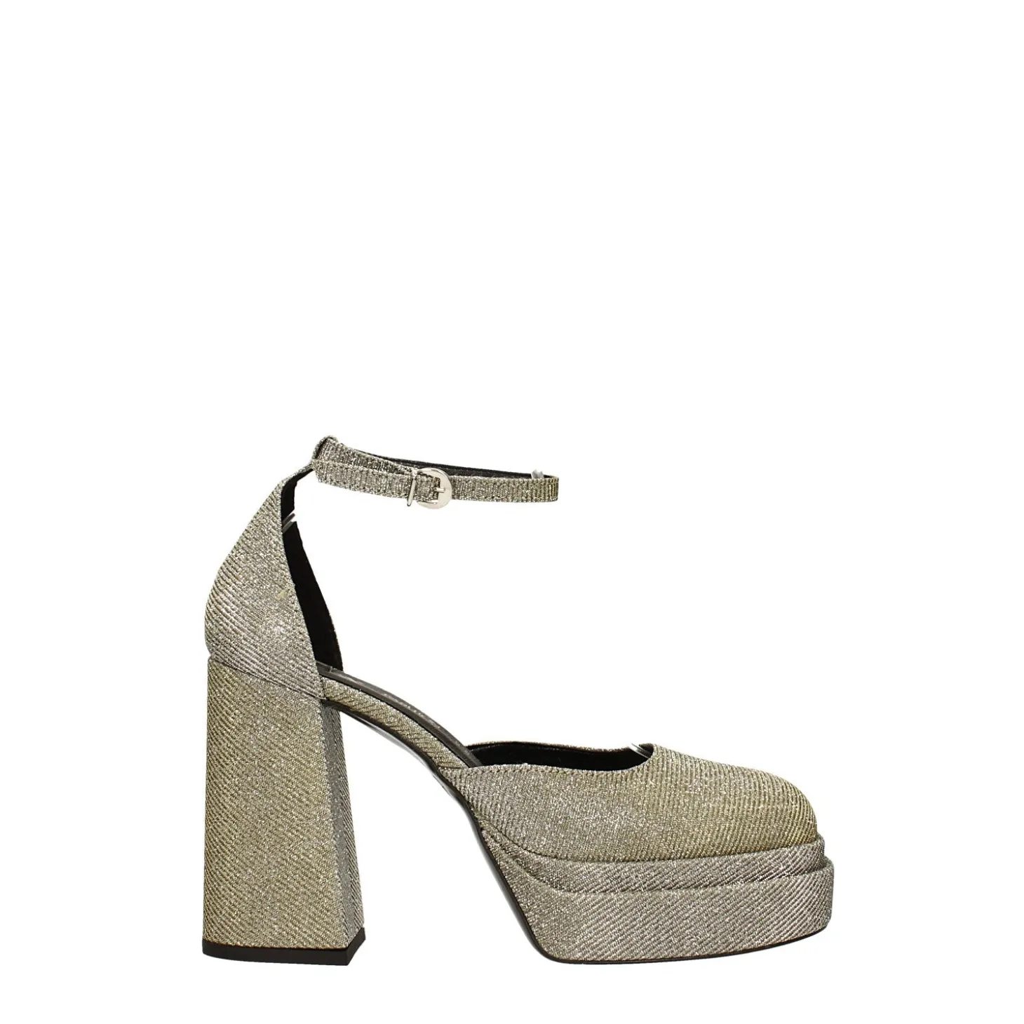 Décolleté glitterate con doppio plateau. Made in Italy. Tacco alto 11cm