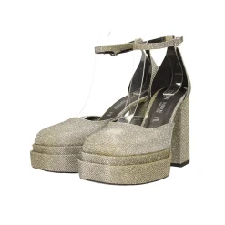 Décolleté glitterate con doppio plateau. Made in Italy. Tacco alto 11cm