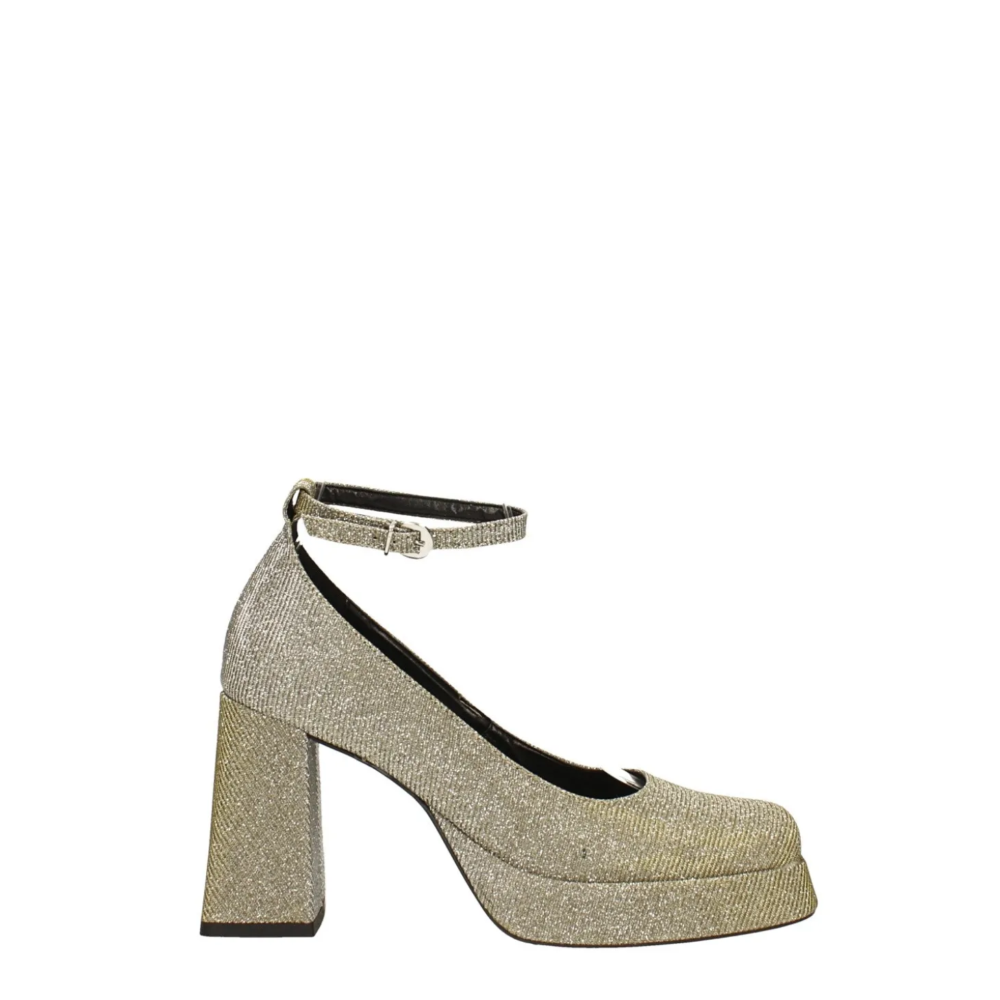 Décolleté glitterate. con punta squadrata e plateau. Made in Italy. Tacco alto 9cm