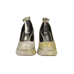 Décolleté glitterate. con punta squadrata e plateau. Made in Italy. Tacco alto 9cm