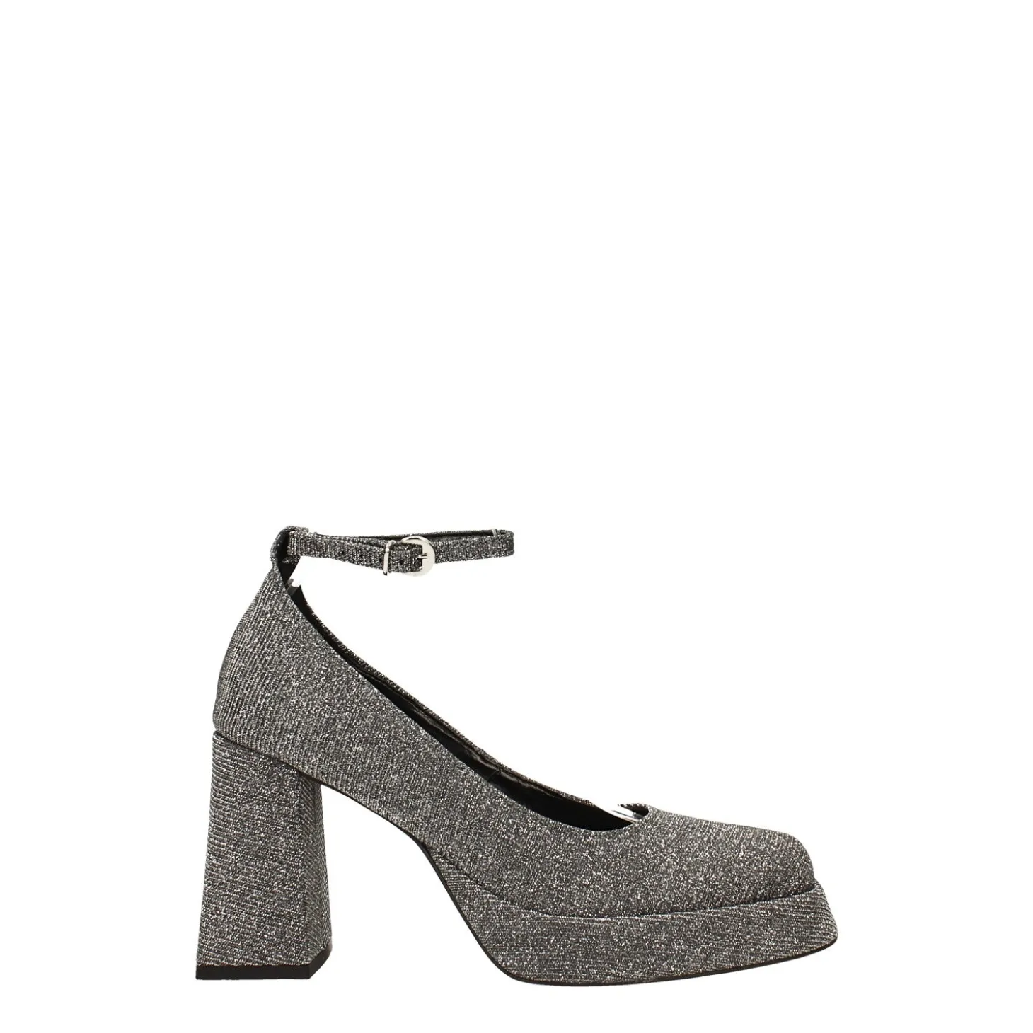 Décolleté glitterate. con punta squadrata e plateau. Made in Italy. Tacco alto 9cm