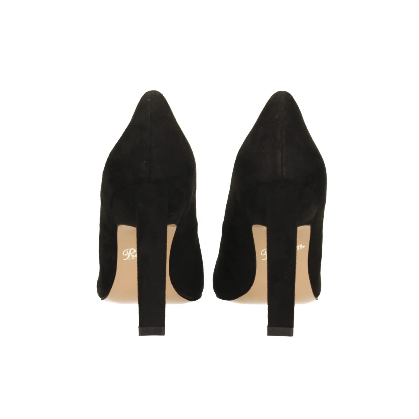 Décolleté in microfibra con pietre sulla punta. Tacco triangolare alto 10.5cm