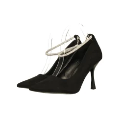 Décolleté in microfibra con cinturino ricoperto di strass. Tacco alto 9cm