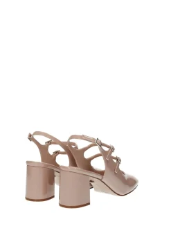 Décolleté in vernice con doppio cinturino