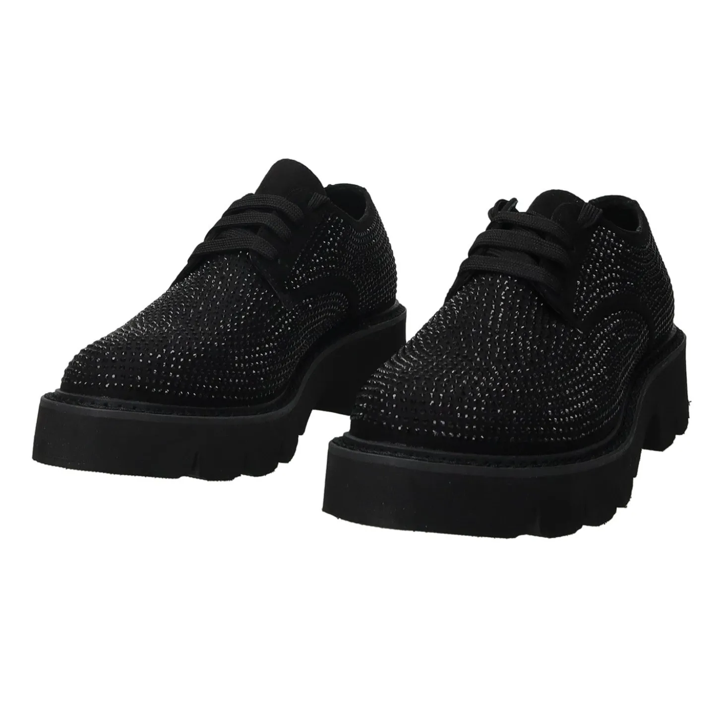 Derby con strass.Tacco alto 4cm