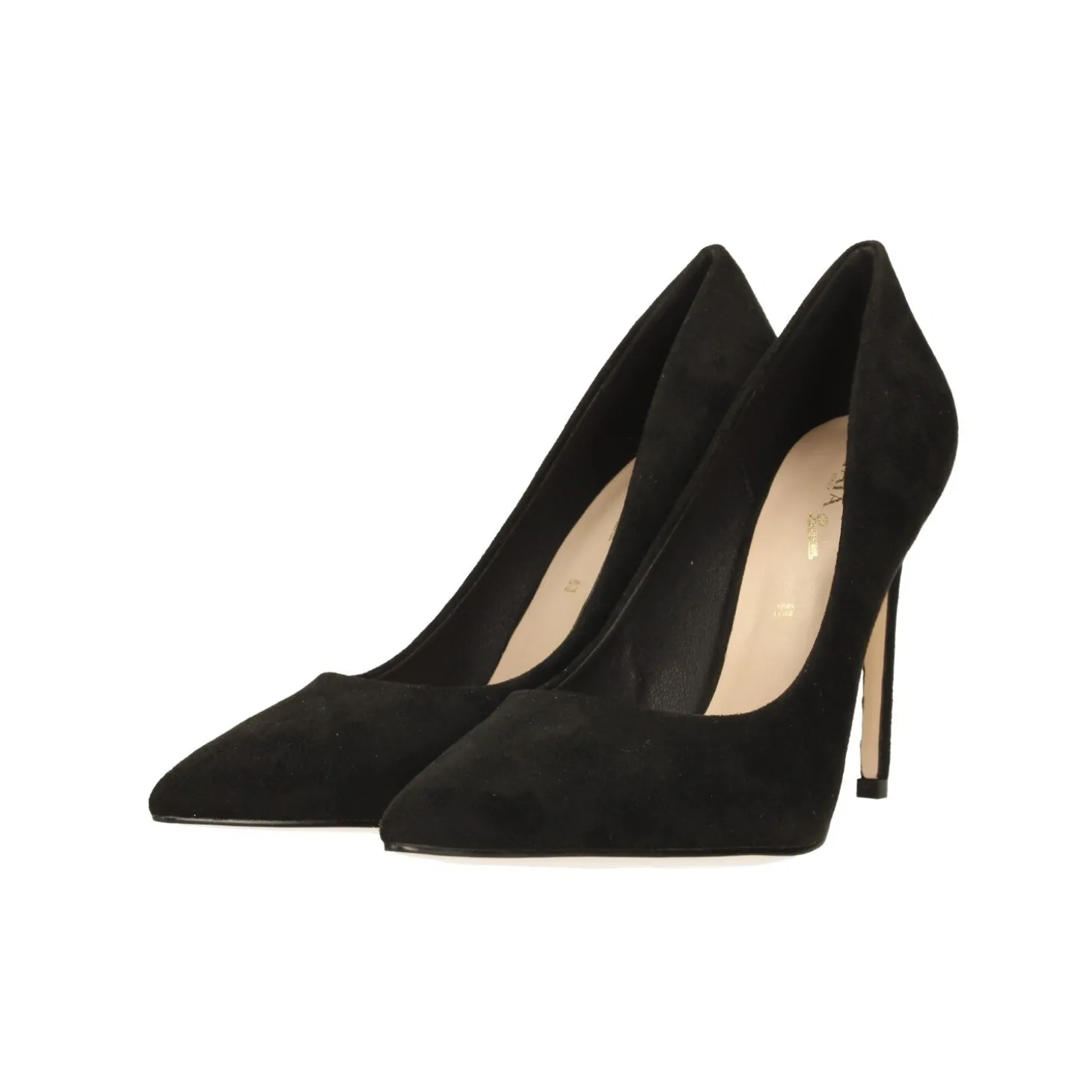Pumps in microfibra con scollo tondo. Stiletto alto 11cm