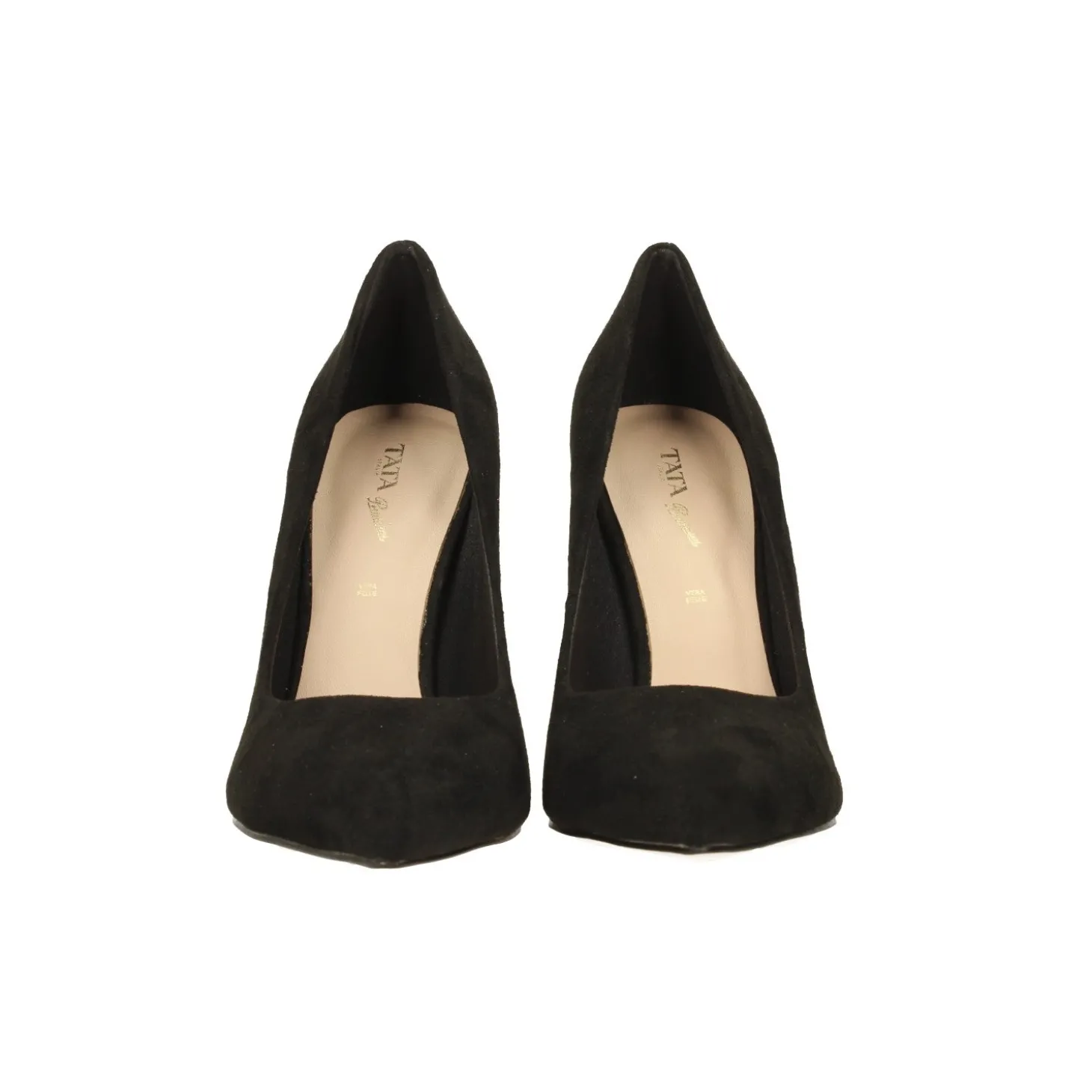 Pumps in microfibra con scollo tondo. Stiletto alto 11cm