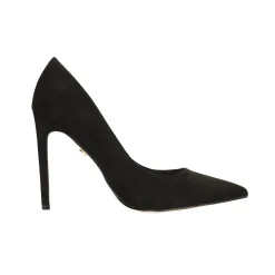 Pumps in microfibra con scollo tondo. Stiletto alto 11cm