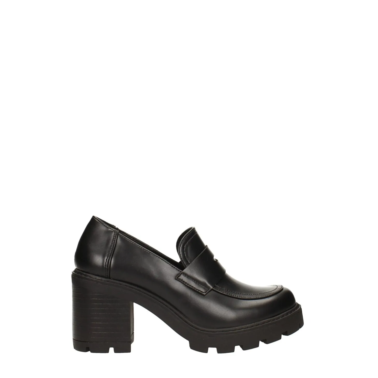 Pumps mocassino con tacco largo alto 7cm