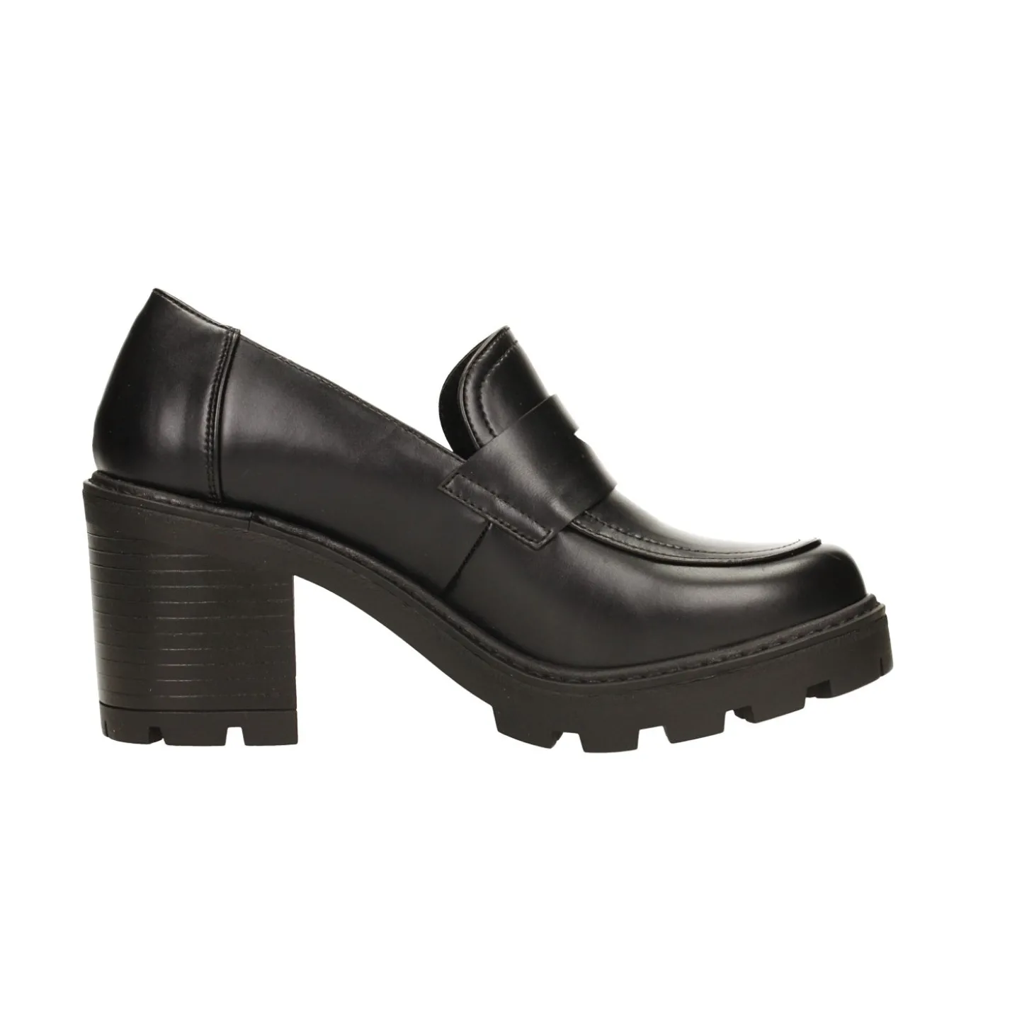 Pumps mocassino con tacco largo alto 7cm