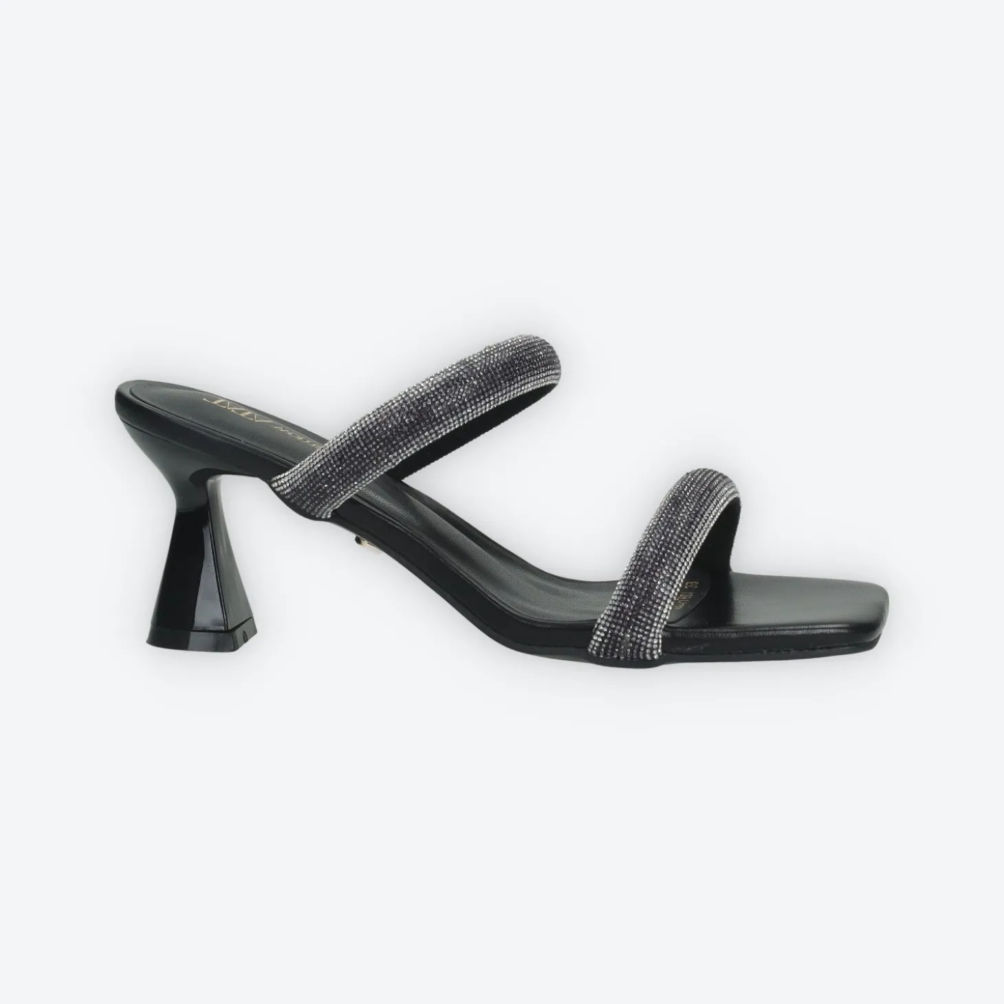 Sandali con due fasce e strass. Tacco alto 7cm