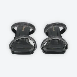 Sandali con due fasce e strass. Tacco alto 7cm