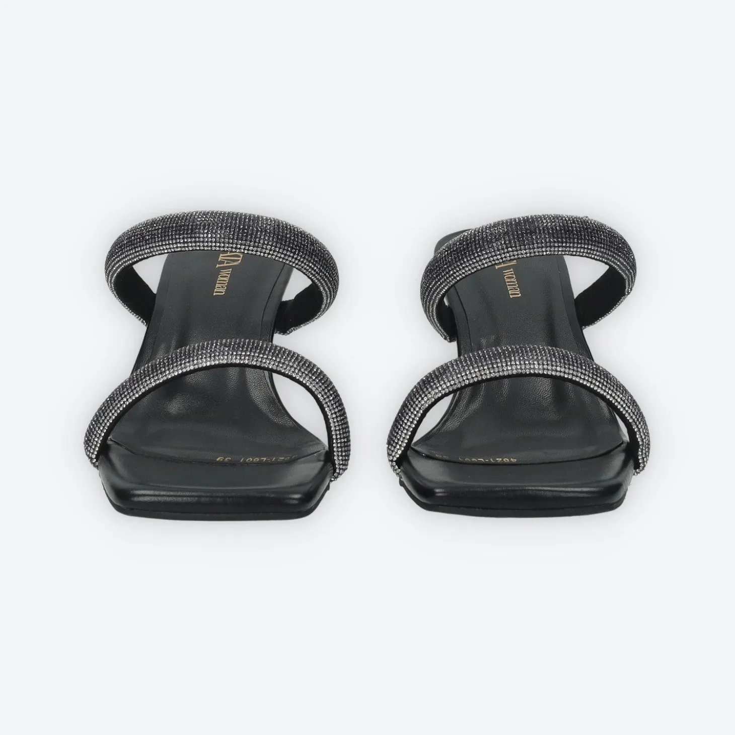 Sandali con due fasce e strass. Tacco alto 7cm