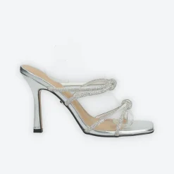 Sandali con fasce intrecciate.Tacco alto 10cm