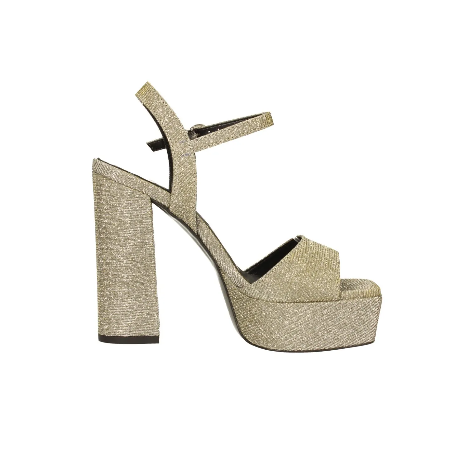 Sandali con plateau glitterati. Made in Italy. Tacco alto 13cm