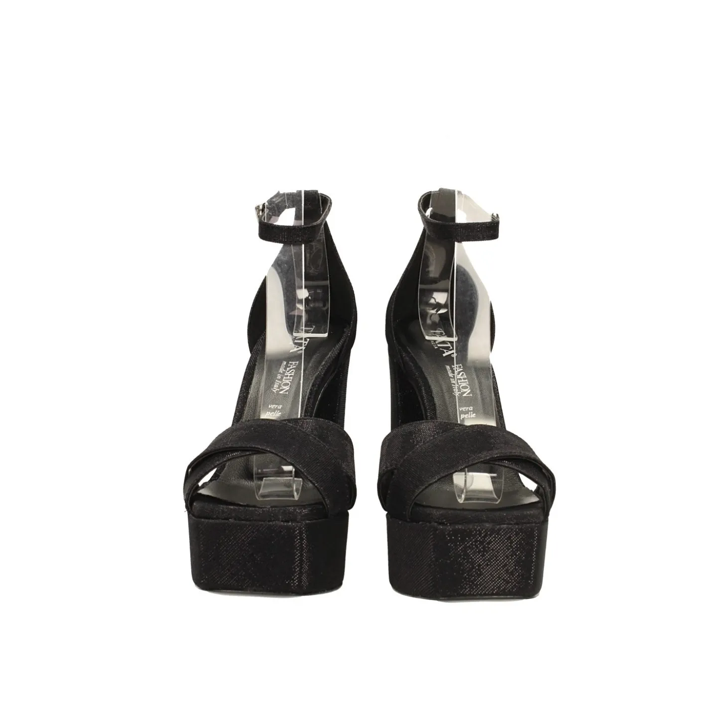 Sandali con plateau glitterati. Made in Italy. Tacco alto 13cm