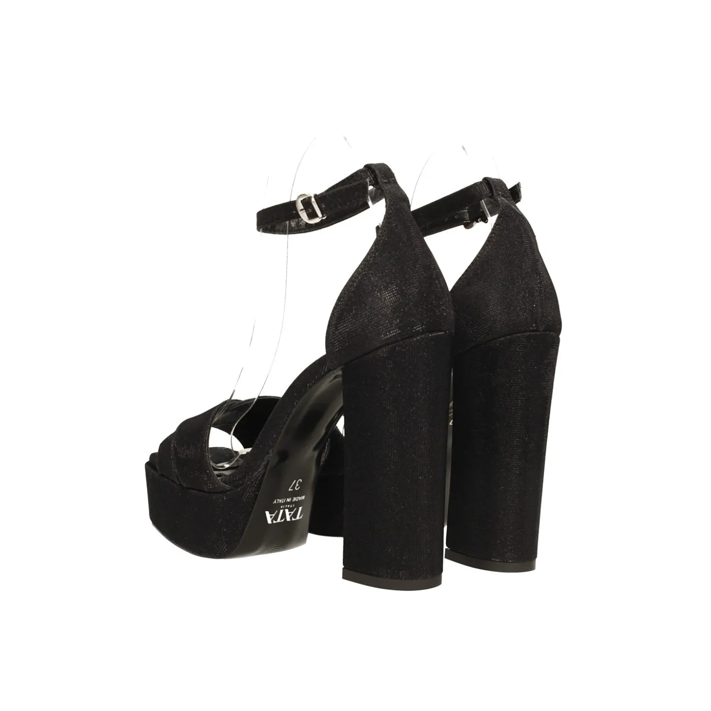 Sandali con plateau glitterati. Made in Italy. Tacco alto 13cm