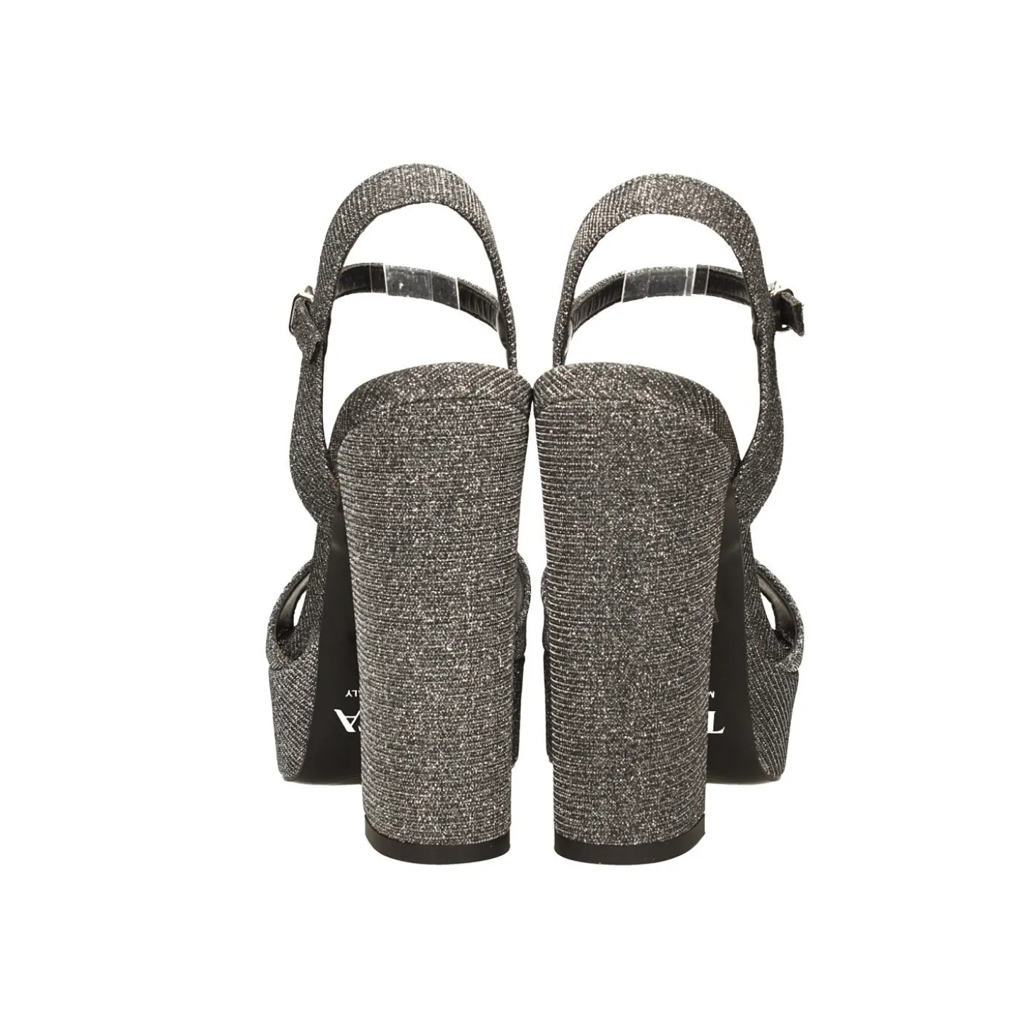 Sandali con plateau glitterati. Made in Italy. Tacco alto 13cm