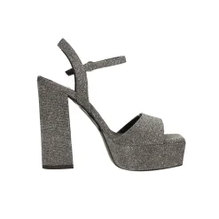 Sandali con plateau glitterati. Made in Italy. Tacco alto 13cm