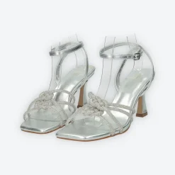 Sandali con strass luccicanti.Tacco alto 8cm