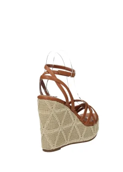 Sandali con zeppa ricamata