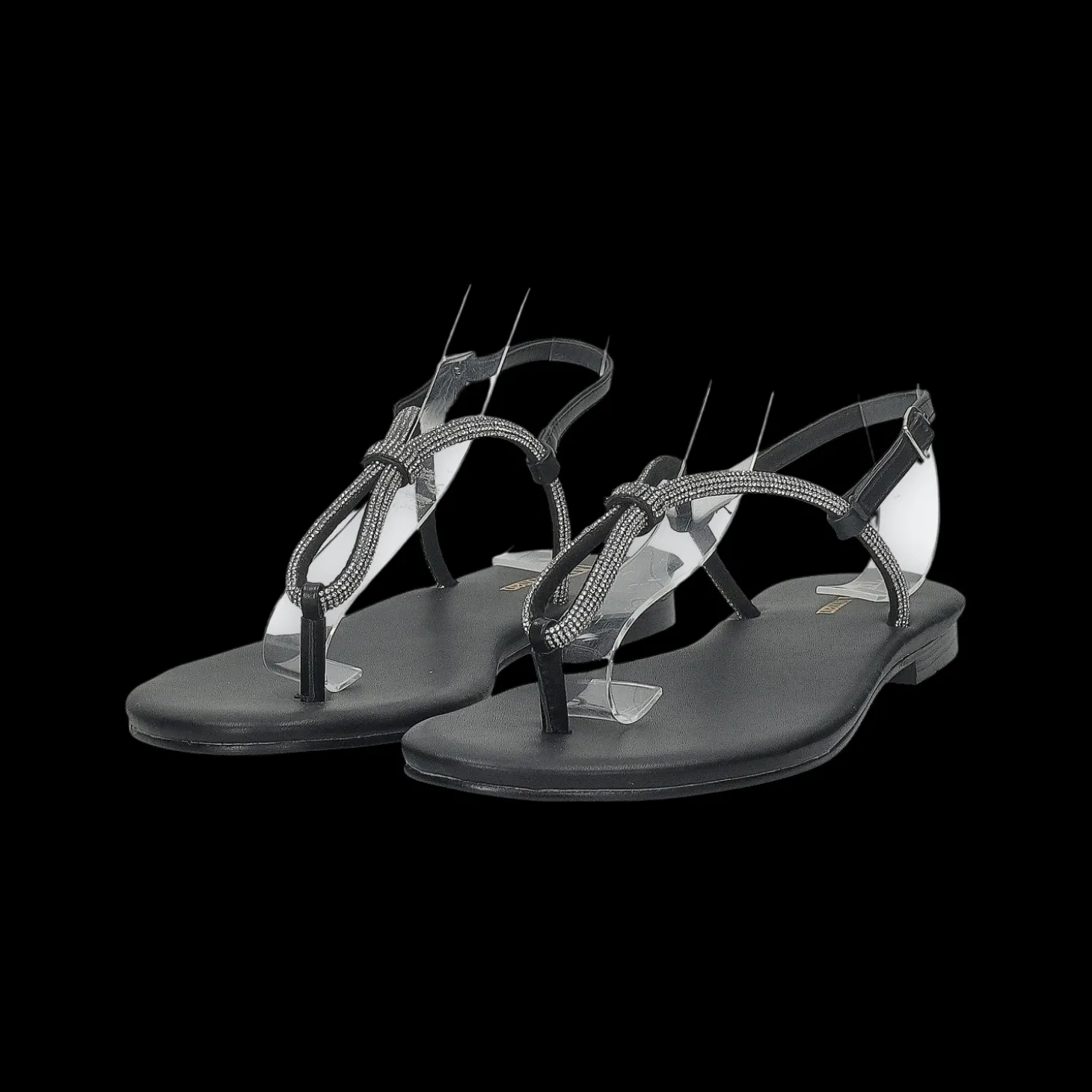 Sandali flat con dettaglio listini in strass.