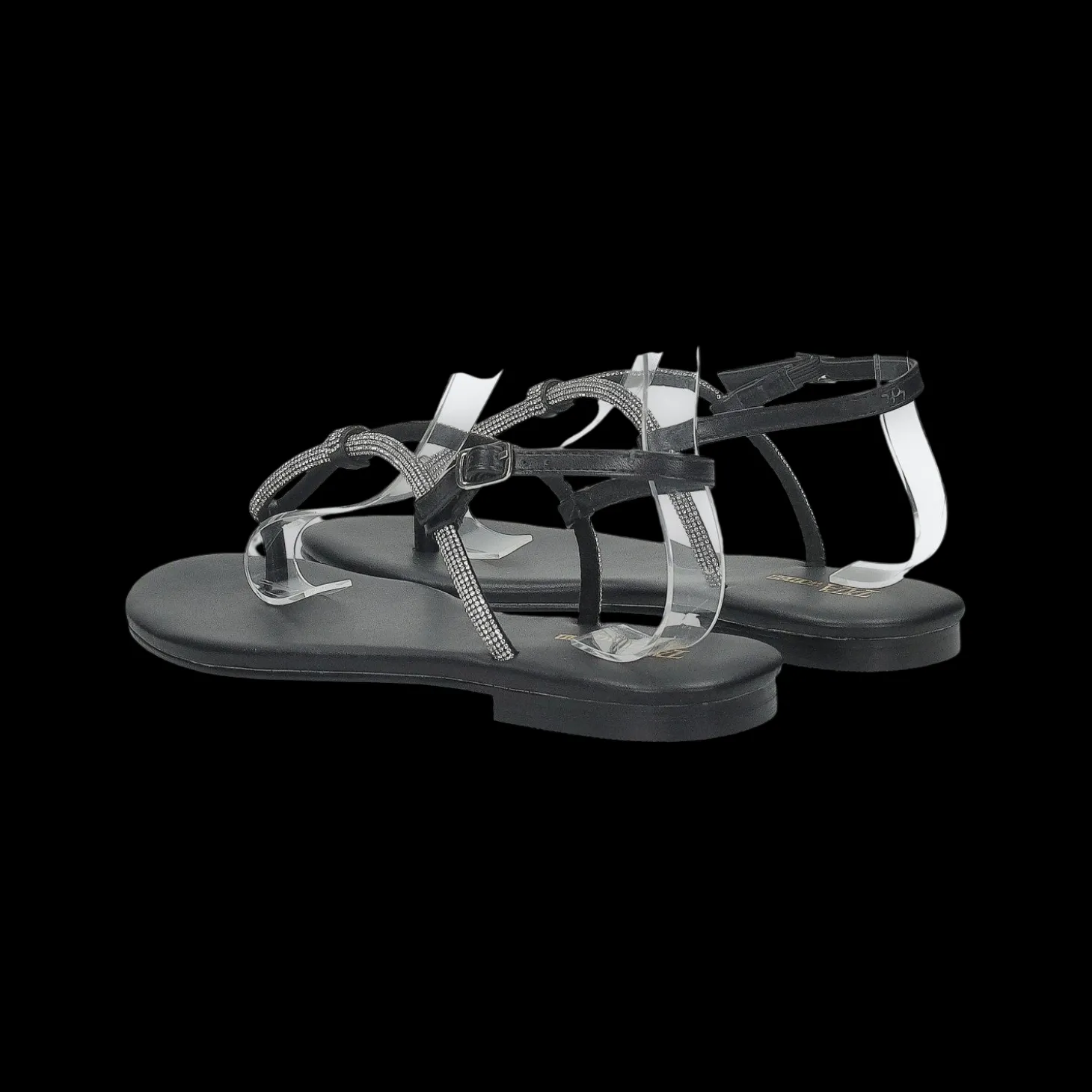 Sandali flat con dettaglio listini in strass.