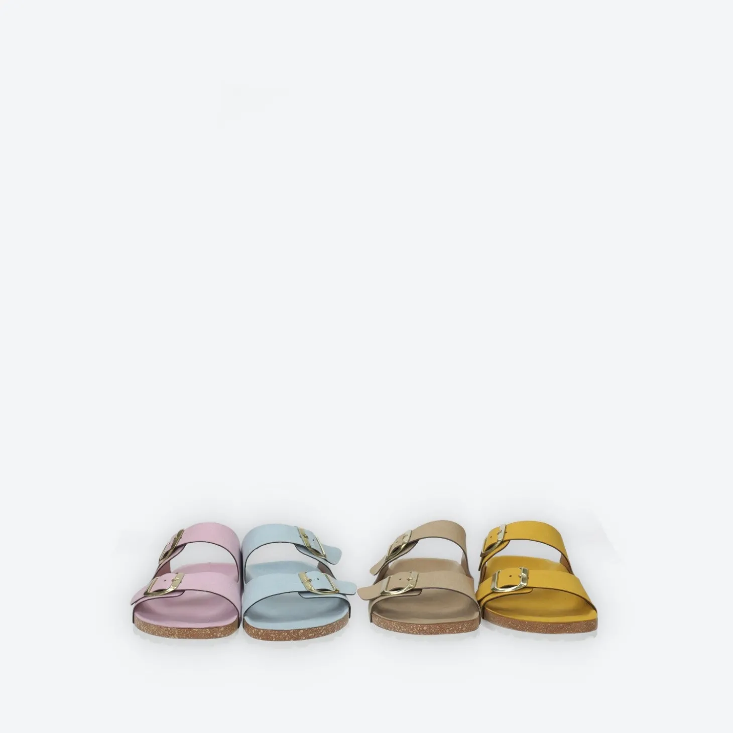 Sandali flat con doppia fibbia. Made in Italy