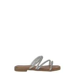 Sandali flat con listini tempestati di strass