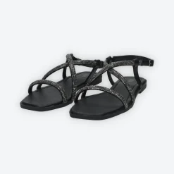 Sandali flat con listini in strass