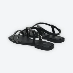 Sandali flat con listini in strass