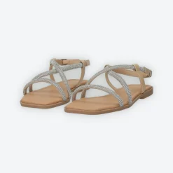 Sandali flat con listini in strass