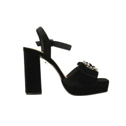 Sandali in microfibra con tacco largo alto 11cm