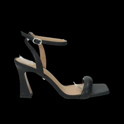 Sandali spuntati in tessuto laminato. Tacco alto 10cm