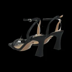Sandali spuntati in tessuto laminato. Tacco alto 10cm