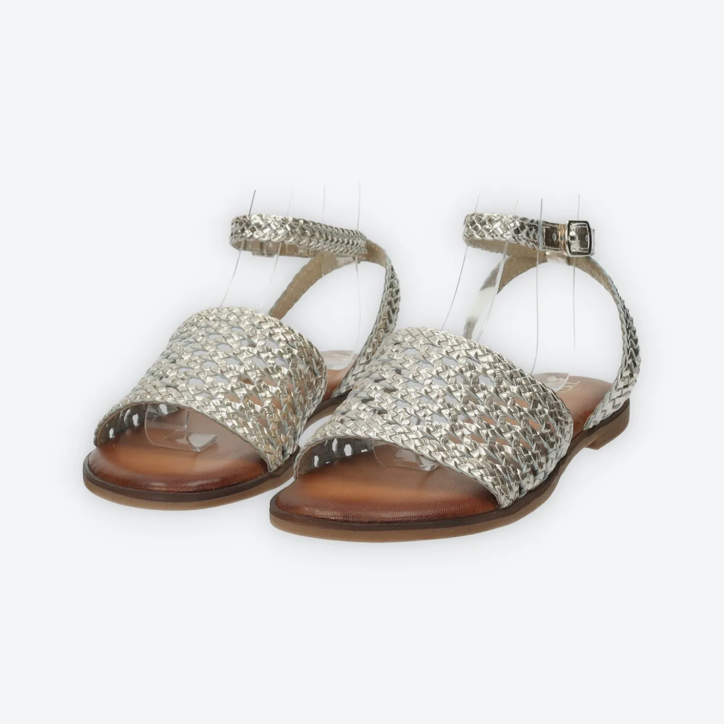 Sandali tomaia intrecciata in vera pelle