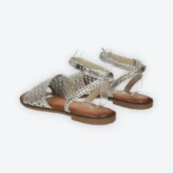 Sandali tomaia intrecciata in vera pelle