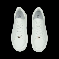 Sneakers con inserti in tessuto.Tacco alto 5cm