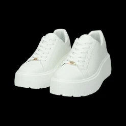 Sneakers con inserti in tessuto.Tacco alto 5cm