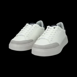 Sneakers in ecopelle con cuciture a vista